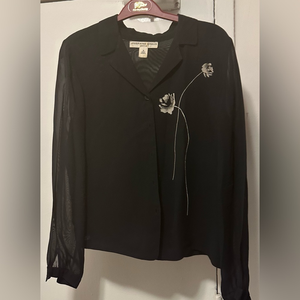 Josephine Chaus Black and White Button Down Blouse
